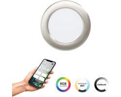 EGLO connect.z Fueva 6-Z Smart Inbouwspot - Badkamer/Buiten - LED - Ø 12 cm - Grijs - Instelbaar RGB & wit licht - Dimbaar - Zigbee