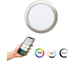 EGLO connect.z Fueva 6-Z Smart Inbouwspot - Badkamer/Buiten - LED - Ø 16.8 cm - Grijs - Instelbaar RGB & wit licht - Dimbaar - Zigbee