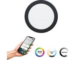 EGLO connect.z Fueva 6-Z Smart Inbouwspot - Badkamer/Buiten - LED - Ø 16.8 cm - Zwart - Instelbaar RGB & wit licht - Dimbaar - Zigbee