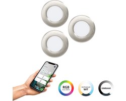 EGLO connect.z Fueva 6-Z Smart Inbouwspot - LED - Ø 8.8 cm - Chroom - Instelbaar RGB & wit licht - Dimbaar - Zigbee
