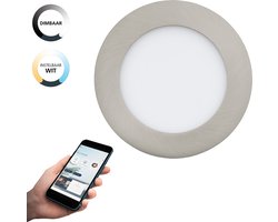 EGLO connect.z Fueva-Z Smart Inbouwlamp - Ø 12 cm - Grijs/Wit - Instelbaar wit licht - Dimbaar - Zigbee