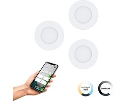 EGLO connect.z Fueva-Z Smart Inbouwlamp - Ø 8,5 cm - Wit - Set 3 spots - Instelbaar wit licht - Dimbaar - Zigbee
