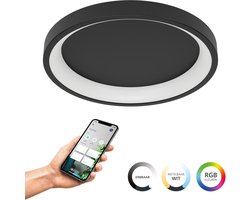 EGLO connect.z Loretello-Z Smart Plafondlamp - LED - Ø 35 cm - Zwart/Wit - Instelbaar RGB & wit licht - Dimbaar - Zigbee