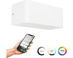 EGLO connect.z Sania-Z Smart Wandlamp - Buiten - Badkamer - 20 cm - Wit - Instelbaar RGB & wit licht - Dimbaar - Zigbee