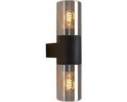 EGLO Cropani Wandlamp Buiten - E27 - 33.5 cm - Zwart/Grijs/Transparant