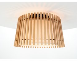 EGLO Fattoria Plafondlamp - E27 - Ø 38 cm - Zwart/Bruin/Wit - Hout/Textiel
