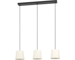 EGLO Febres Hanglamp - E27 - 88 cm - Zwart/Wit - Teddy stof