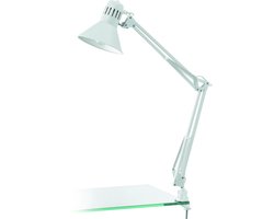 EGLO Firmo Tafellamp - Klemlamp - E27 - 73 cm - Wit Glanzend