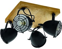 EGLO Gatebeck - wand/plafondlamp - 4-lichts - E14 - hout/zwart