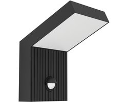 EGLO Grottazzolina Wandlamp Buiten - Sensor - LED - 17.5 cm - Zwart/Melkkleurig