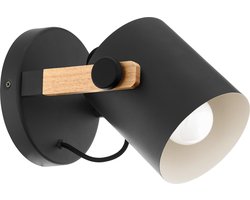 EGLO Hornwood Wandlamp - 1 lichts - Ø17cm. - E27 - Hout/zwart - FSC Hout