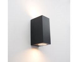 EGLO Jabaga Wandlamp Binnen en Buiten - INCLUSIEF 2 LED LAMPJES (GU10) - 15,5 cm - Zwart