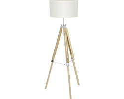 EGLO Lantada Vloerlamp - E27(excl.) - 1 Lichts - 150cm - driepoot - Hout - Beige - FSC Hout