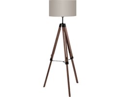 EGLO Lantada Vloerlamp - E27(excl.) - 143 cm - Hout - Driepoot - Bruin, Taupe - FSC Hout
