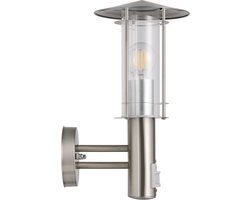 EGLO Lisio - Wandlamp Buiten - Bewegingssensor - 1 Lichts - RVS - Helder