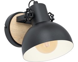 EGLO Lubenham Wandlamp - 1 lichts - E27 - Zwart, Bruin - FSC Hout