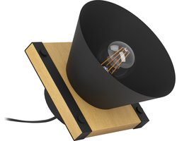 EGLO Maccles Tafellamp - E27 - 15 cm - Zwart|Bruin - Staal|Hout