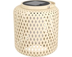 EGLO Marliano Solar Tafellamp Buiten - Zonne-energie - LED - 24 cm - Bruin/Zwart/Wit - Hout - Oplaadbaar