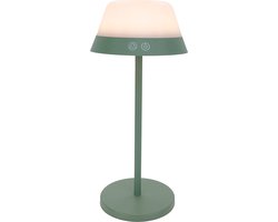 EGLO Meggiano Tafellamp - Aanraakdimmer - Draadloos - 32 cm - Groen/Wit - Instelbaar RGB & wit licht - Oplaadbaar - Buiten en Binnen