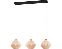 EGLO Midsumer Hanglamp - 3 x E27 - 92 cm - Zwart|Crème - Textiel