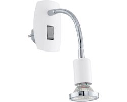 EGLO Mini 4 Stekkerlamp - Stekkerspot - Stopcontact Lampje - GU10 - 18 cm - Wit/Grijs