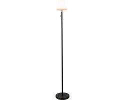 EGLO Montapalma-L Staande lamp Binnen en Buiten - Oplaadbaar (tot 60 uur licht) - SOLAR - 140 cm - Zwart/Wit - Warm wit licht en instelbaar RGB - Draadloos - Dimbaar