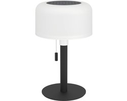 EGLO Montapalma Tafellamp Binnen en Buiten - Oplaadbaar (tot 60 uur licht) - SOLAR - 25 cm - Zwart/Wit - Warm wit licht en instelbaar RGB - Draadloos - Dimbaar