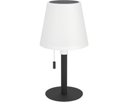 EGLO Montapalma Tafellamp Binnen en Buiten - Oplaadbaar (tot 60 uur licht) - SOLAR - 30 cm - Zwart/Wit - Warm wit licht en instelbaar RGB - Draadloos - Dimbaar