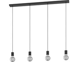 EGLO Nogalte hanglamp - 4-lichts - E27 - 117 cm - Rechthoek - Zwart
