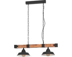 EGLO Oldbury Hanglamp - E27 - 86 cm - Zwart/Bruin/Landelijk - FSC Hout