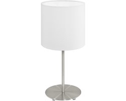 EGLO Pasteri Tafellamp - 1 Lichts - E27 - Ø18cm - Stof - Grijs, Wit