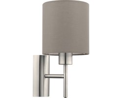 EGLO Pasteri - Wandlamp - 1 Lichts - Nikkel-Mat - Taupe