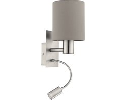 EGLO Pasteri - wandlamp - E27 - taupe/nickel-mat
