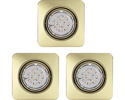 EGLO Peneto - Inbouwspotje - LED - 87X87mm. - Messing - Set 3 Spots - Richtbaar