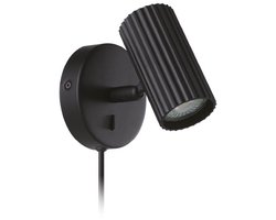 EGLO Portillo 1 Wandlamp - GU10 - 11 cm - Zwart - Snoer met Stekker
