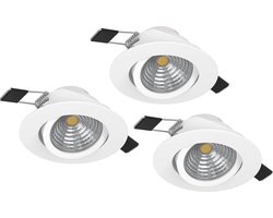 EGLO Saliceto Inbouwspot - LED - Ø 8.8 cm - Wit - Dimbaar - Set van 3 stuks - Kantelbaar