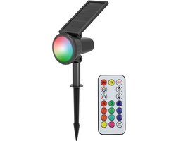EGLO Sambuco Solar Prikspot Buiten - LED - 37,5 cm - Zwart - Instelbaar RGB & wit licht - Dimbaar