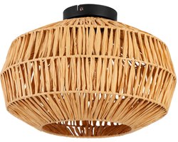 EGLO Sheldon Plafondlamp - E27 - Ø 38 cm - Zwart/Natuurlijk/Bruin - Papier