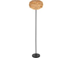 EGLO Sheldon Vloerlamp - E27 - 153.5 cm - Zwart/Natuurlijk/Bruin - Papier