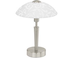 Eglo Solo - Tafellamp - E14 - 1 Lichts - Ø26 cm - Nikkel, Wit Met Decor