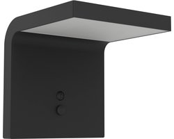 EGLO Spiante Solar Wandlamp Buiten - zonne-energie - LED - 14 cm - Zwart/Wit