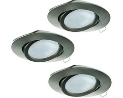 EGLO Tedo - Inbouwspotje - LED - Ø80mm. - Nikkel-Mat - Set 3 Spots - Kantelbaar