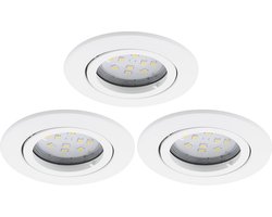 EGLO Tedo - Inbouwspotje - LED - Ø80mm. - Wit - Set 3 Spots - Kantelbaar- inclusief lichtbronnen