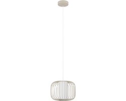 EGLO Terrarosa Hanglamp - E27 - Ø 28,5 cm - Zand|Wit - Staal|Textiel