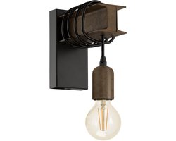 EGLO Townshend 4 Wandlamp - E27 - 19 cm - Zwart/Bruin