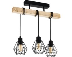 EGLO Townshend 5 Plafondlamp - E27 - 55 cm - Zwart/Bruin - FSC Hout