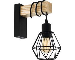 EGLO Townshend 5 Wandlamp - E27 - 27,5 cm - Hout - Zwart/Bruin - FSC Hout