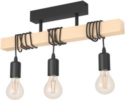 EGLO Townshend Plafondlamp - E27 - 55 cm - Zwart/Bruin - FSC Hout