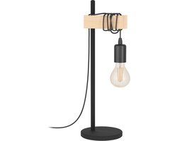 EGLO Townshend Tafellamp - E27 - 50 cm - Zwart/Bruin - FSC Hout