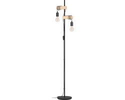 EGLO Townshend Vloerlamp - E27 - 2 Lichts - Zwart/Bruin - FSC Hout